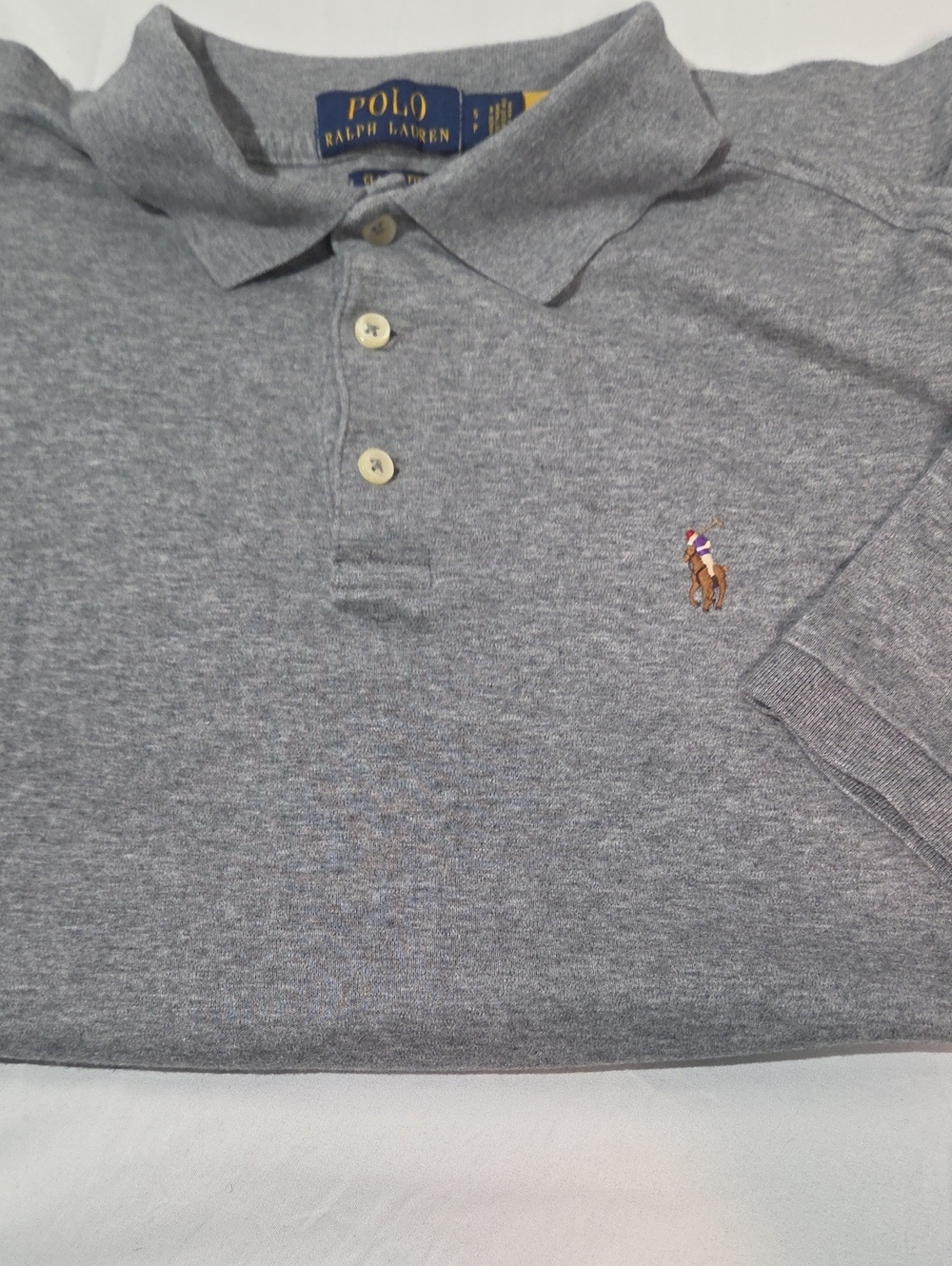 Polo by Ralph Lauren Heather Grey Short-Sleeve Polo with Embroidered Pony
